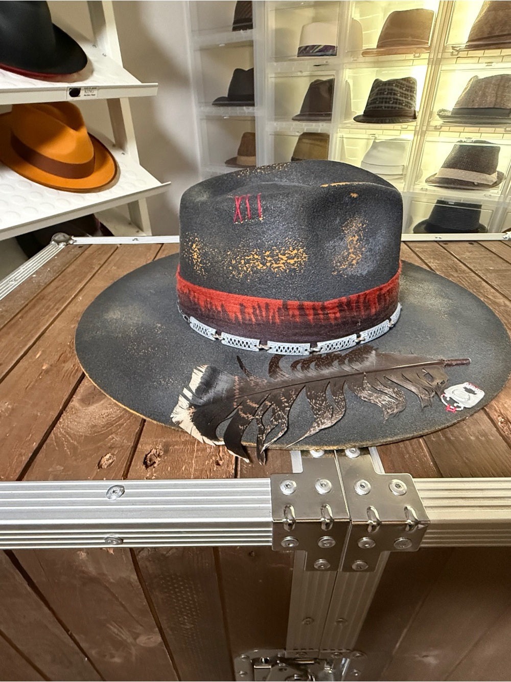 Ruediger Crimson Burned Distressed Australian Wool Fedora M / 57cm